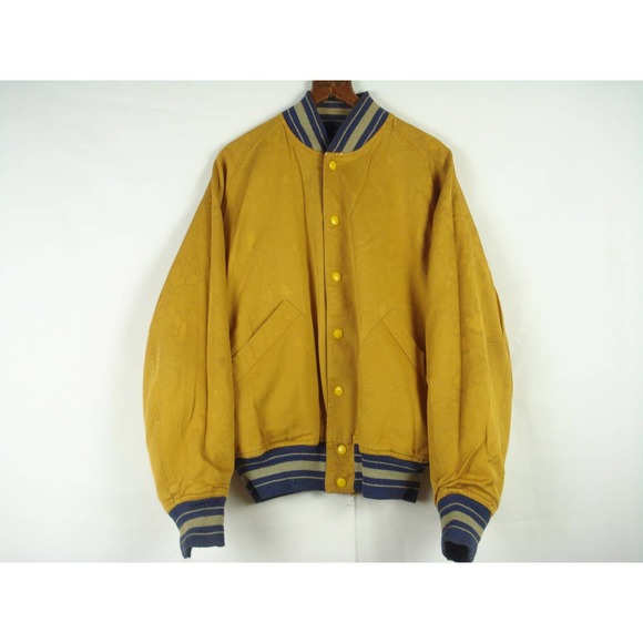 Size Fits M Vintage 60s Varsity Letterman Satin Baseball Jacket - Picture 3 of 9